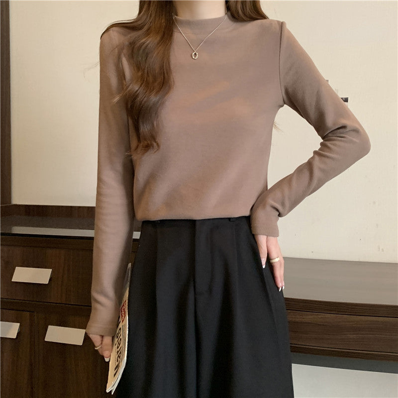 Damen Casual Mock Neck Langarmtop Heidi-Mode