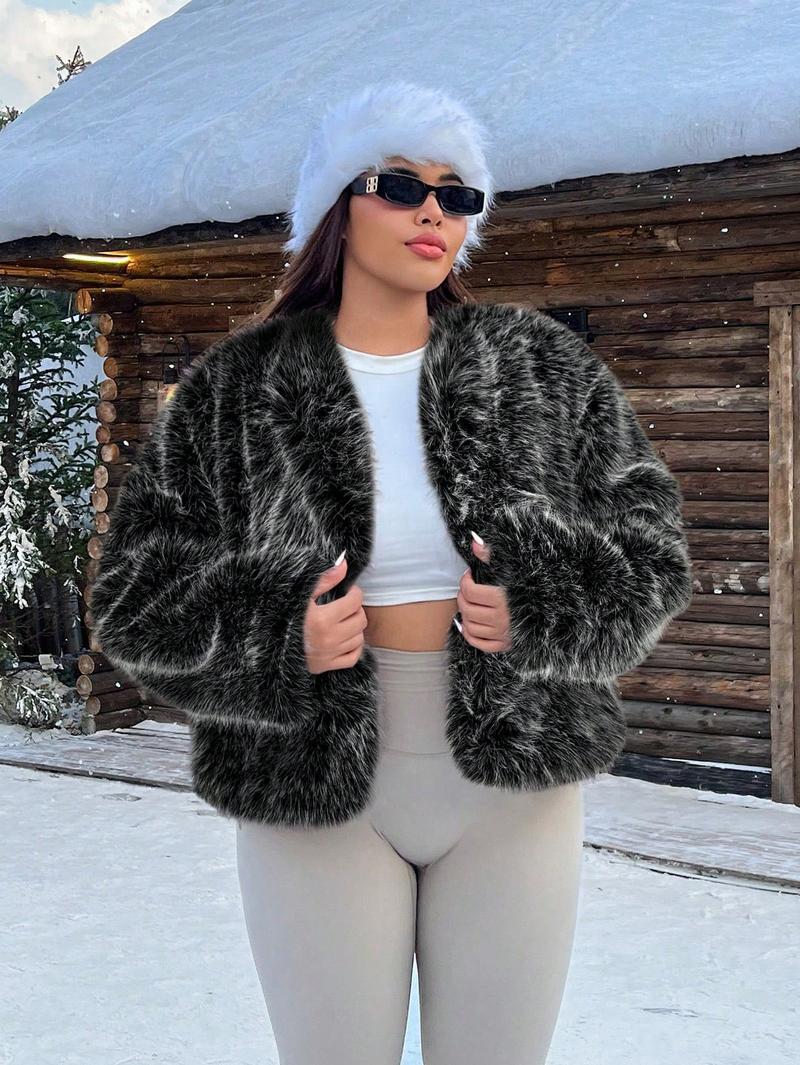 Damen Trendige und flauschige Kunstpelzjacke Heidi-Mode