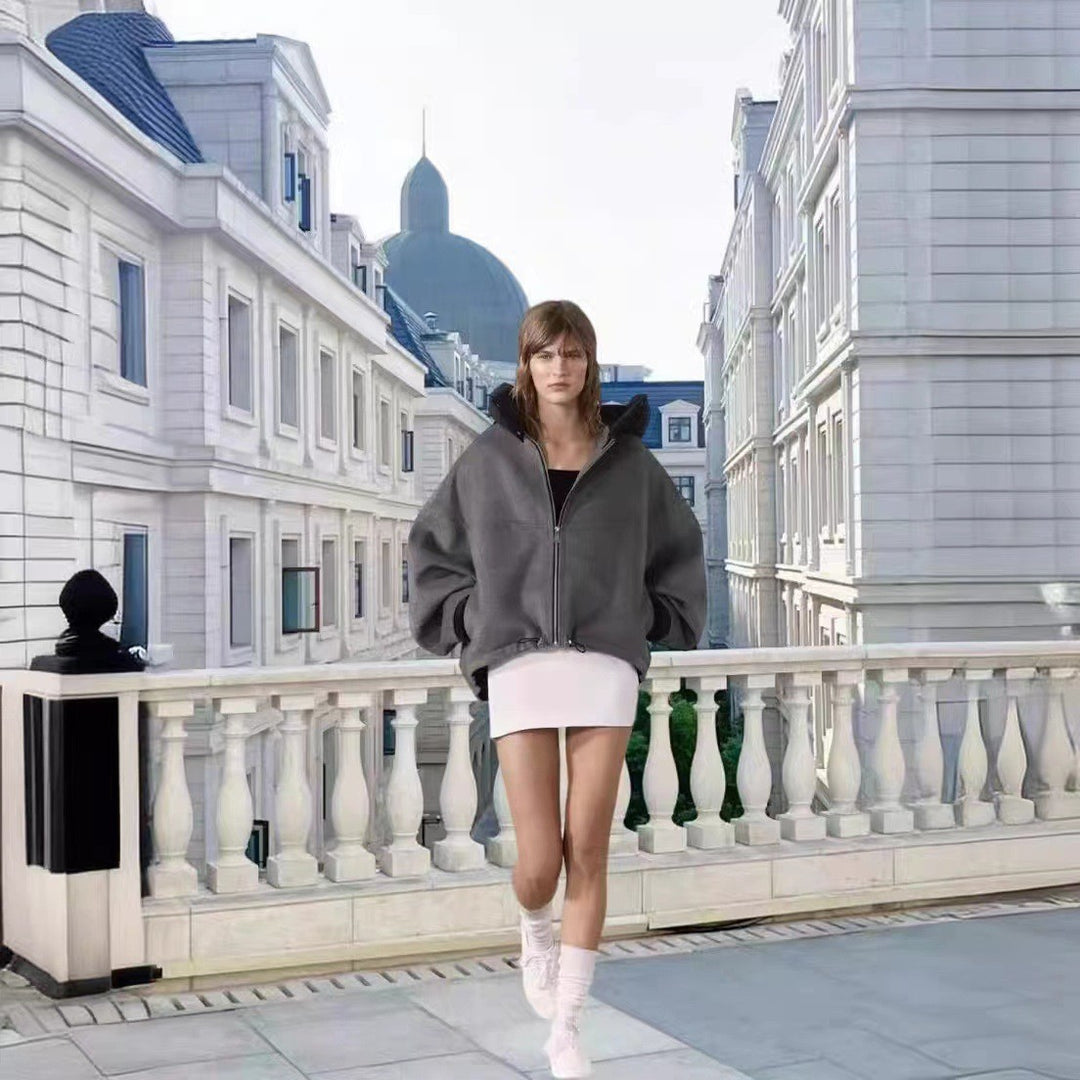 Damen modische Übergangsjacke mit kuscheliger Innenseite und verstellbarem Saum Heidi-Mode