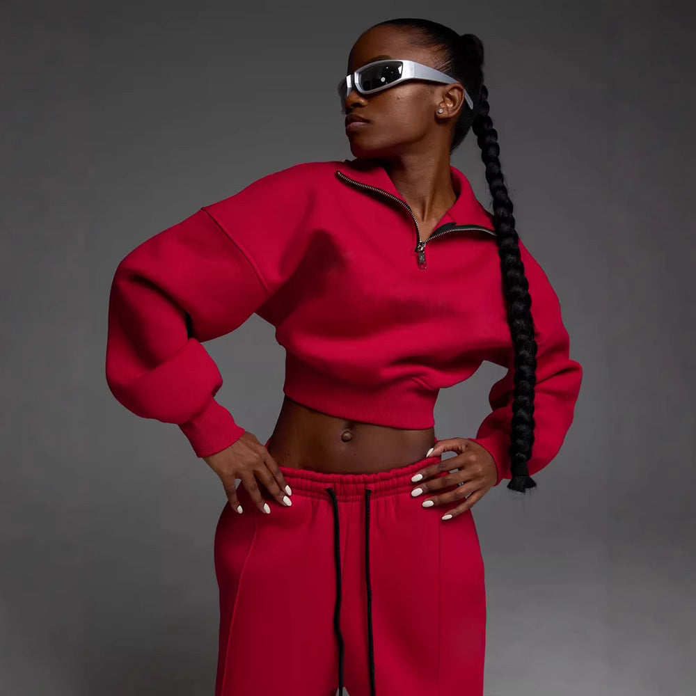 Damen lässiges und oversized Sweatset mit Reißverschluss Heidi-Mode