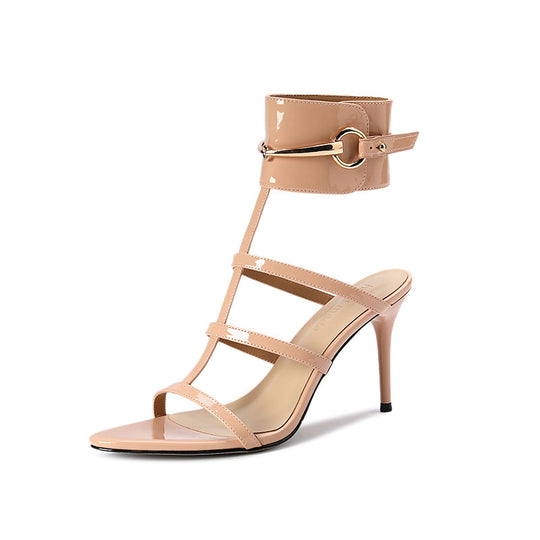 Damen Elegante High-Heel Riemchen Sandalen mit Knöchelriemen Detail Heidi-Mode