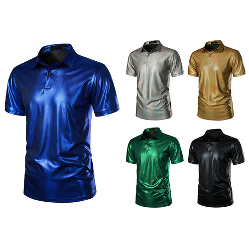 Herren Modern Glänzendes Athletic Polo Shirt Heidi-Mode