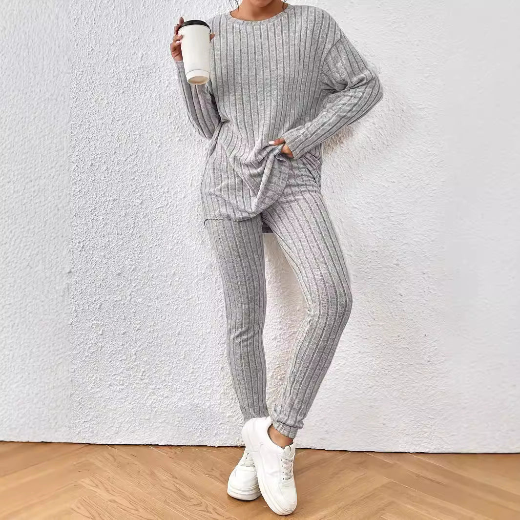 Damen Loungewear-Set mit geripptem Design und weitem Schnitt Heidi-Mode