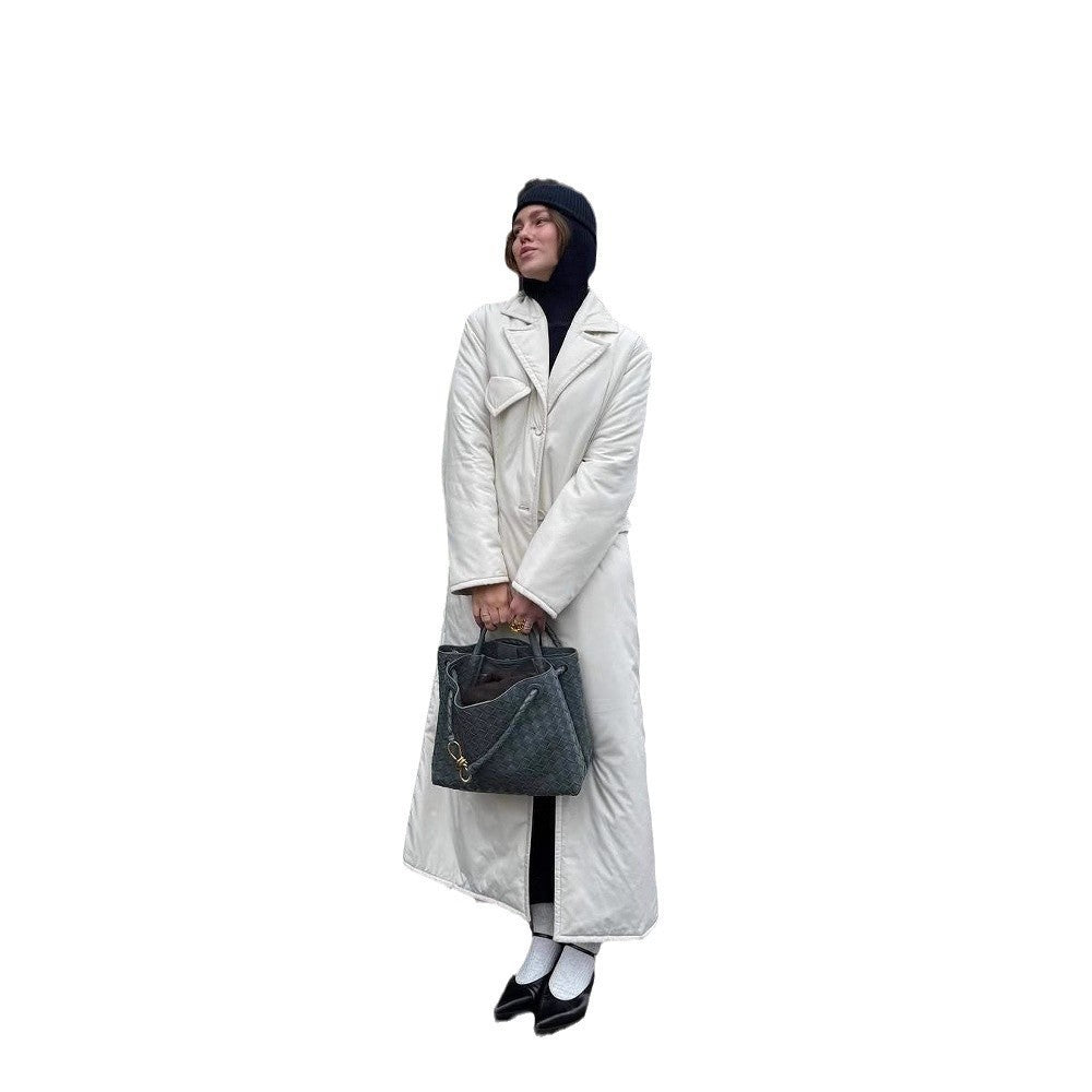 Damen Lange Steppjacke mit elegantem Revers Heidi-Mode