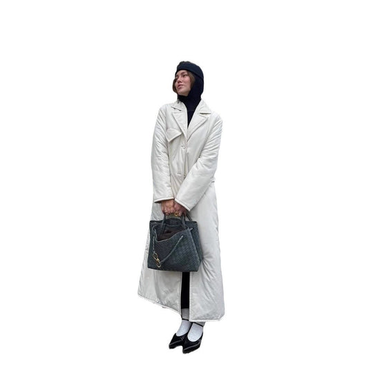 Damen Lange Steppjacke mit elegantem Revers Heidi-Mode