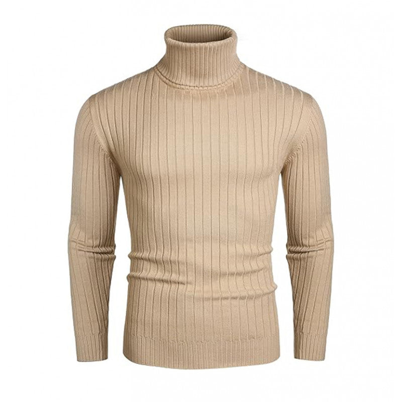 Herren Rollkragenpullover aus elastischem Strickmaterial mit feinem Rippendesign Heidi-Mode