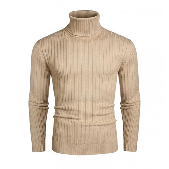 Herren Rollkragenpullover aus elastischem Strickmaterial mit feinem Rippendesign Heidi-Mode