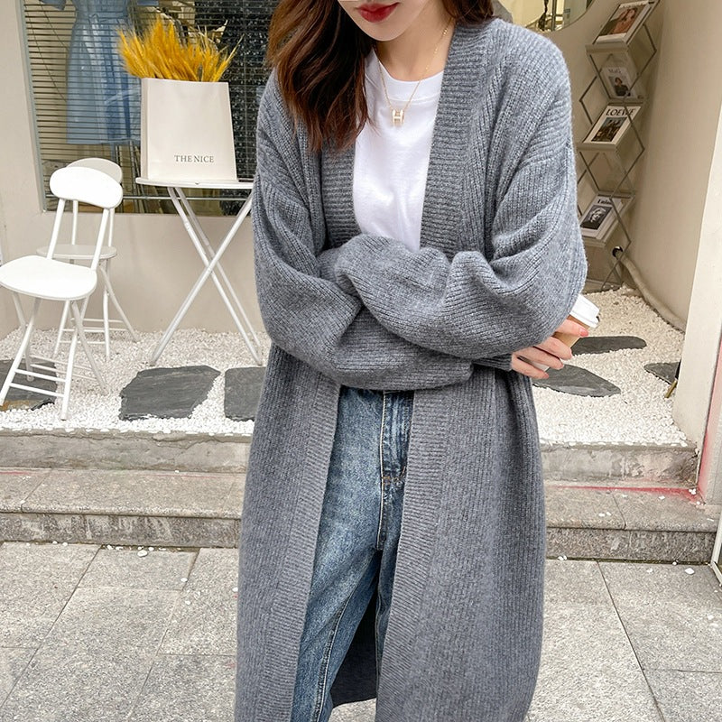 Damen Großer Strickcardigan mit offenem Design und voluminösen Ärmel Heidi-Mode