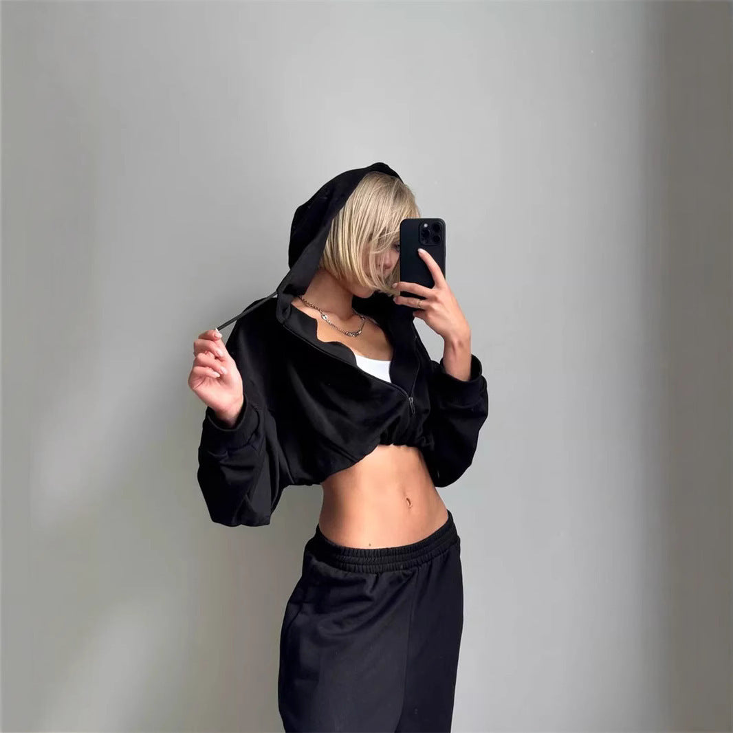 Damen Sportliches Loungewear-Set mit oversized Kapuzenjacke und bequemen Hosen Heidi-Mode