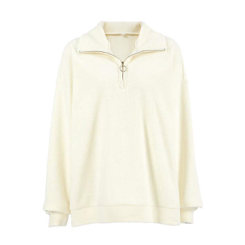 Damen Fleece-Pullover mit Stehkragen und praktischem Reißverschluss Heidi-Mode