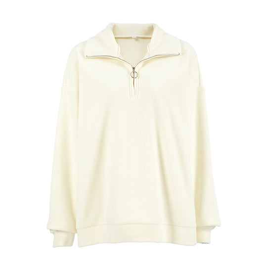 Damen Fleece-Pullover mit Stehkragen und praktischem Reißverschluss Heidi-Mode