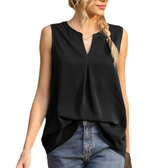 Damen luftiges ärmelloses Oberteil mit modischem V-Ausschnitt Heidi-Mode