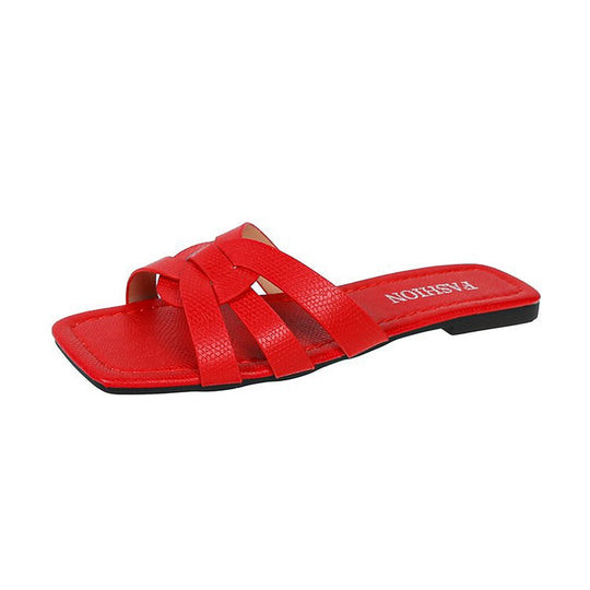 Damen Flache Riemchen-Sandalen mit geflochtenem Riemendesign und komfortabler Innensohle Heidi-Mode