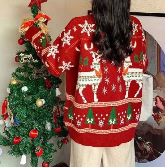 Damen festlicher Winterpullover mit Weihnachtsmotiven Heidi-Mode
