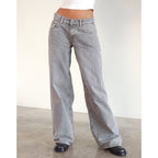 Damen gerade geschnittene Jeans mit niedriger Bundhöhe