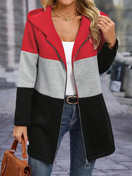 Damen Sportliche Übergangsjacke mit hohem Kragen und farblich abgesetztem Design Heidi-Mode
