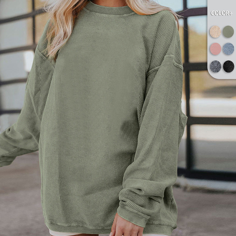 Damen Bequemer Oversized Pullover aus geripptem Material Heidi-Mode