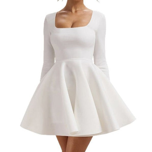 Damen Mini-Kleid mit langem Arm und voluminösem Rock Heidi-Mode