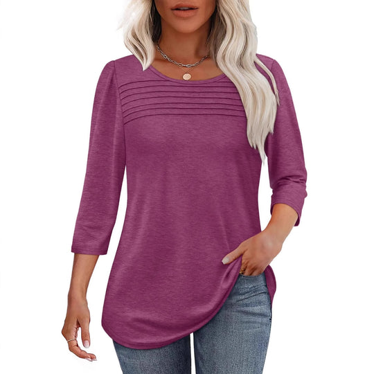 Damen weiches Langarmshirt mit dekorativen Pinnen Heidi-Mode