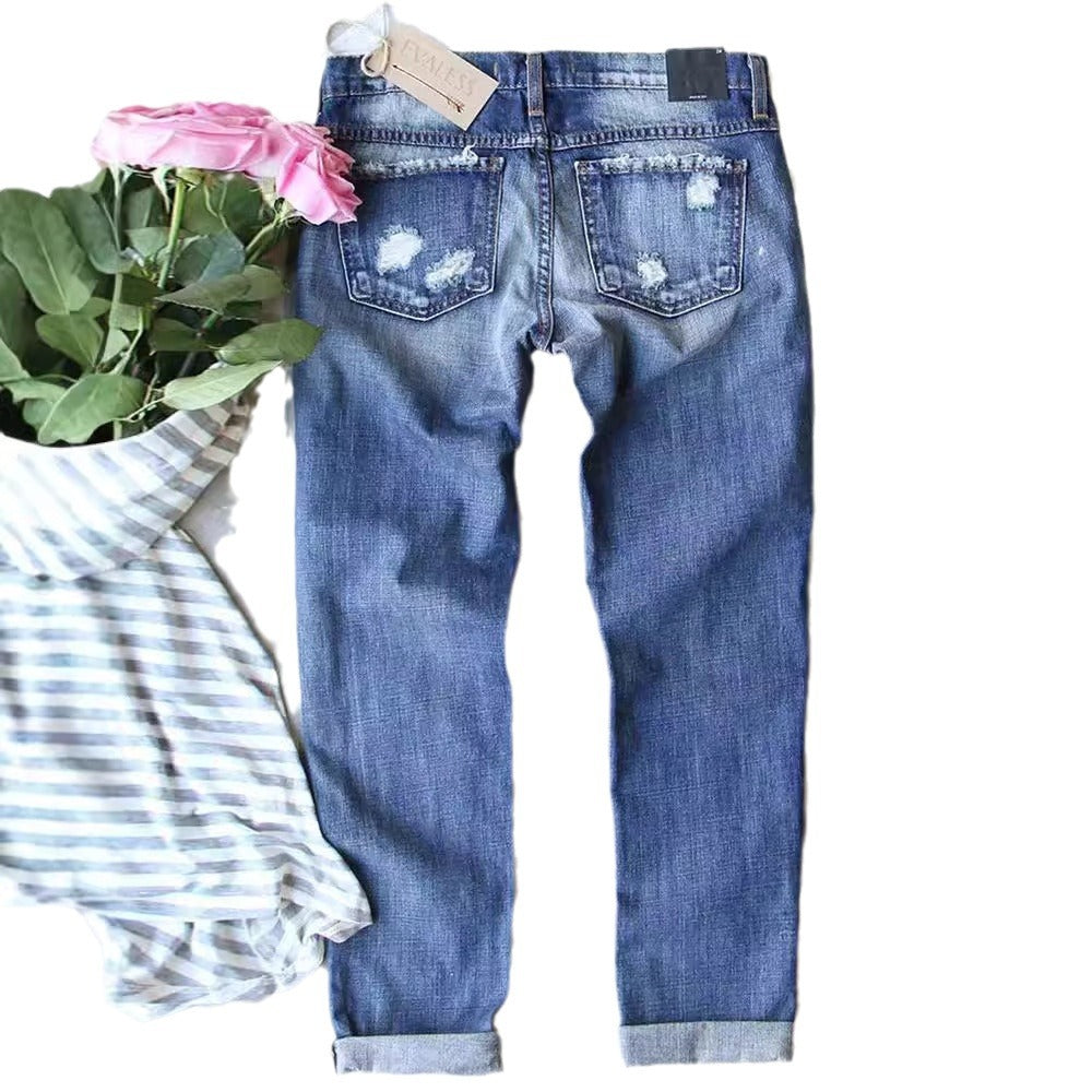 Damen Skinny Jeans mit auffälligen Totenkopf-Mustern Heidi-Mode