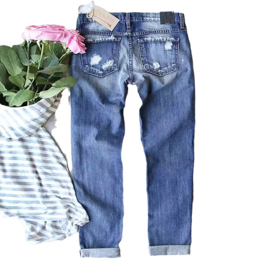 Damen Skinny Jeans mit auffälligen Totenkopf-Mustern Heidi-Mode