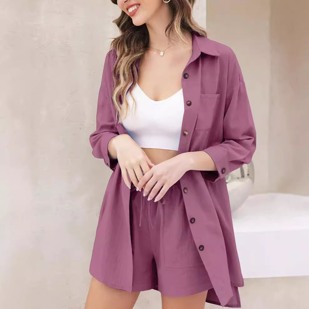 Damen lässiges Kurzarm-Hemd und Bermuda-Shorts Ensemble Heidi-Mode
