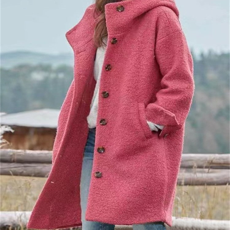 Damen Lange Wolle-Mix Jacke mit weichem Innenfutter und praktischen Taschen Heidi-Mode