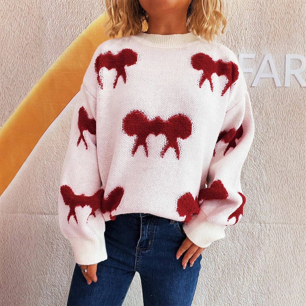 Damen Pullover mit verspieltem Motiv und lässigem Schnitt Heidi-Mode