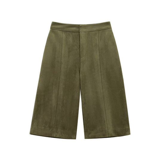 Damen eleganter Bleistiftrock aus hochwertigem Wildlederimitat mit nahtloser Verarbeitung Heidi-Mode