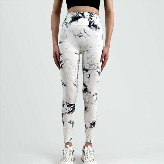 Damen Sportleggings im trendigen Grafikdesign mit hohem Bund und atmungsaktiven Materialien Heidi-Mode
