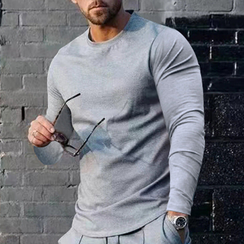 Herren hochwertiges Langarmshirt mit stylishem Rundhalsund und weicher Baumwollmischung Heidi-Mode