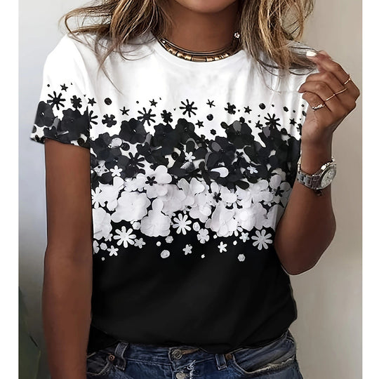 Damen T-Shirt mit floralem Design und modernem Schnitt Heidi-Mode