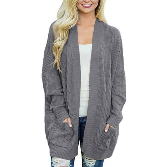Damen Grobstrick Cardigan mit tiefen Taschen und eleganter Struktur Heidi-Mode