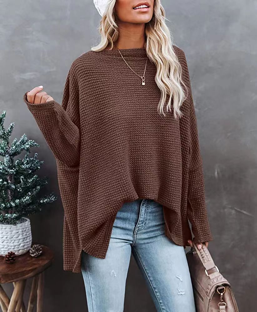 Damen lässiger Off-Shoulder Pullover im Strukturdesign Heidi-Mode