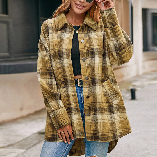 Damen Wollmantel im tartan Design Heidi-Mode