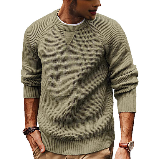 Herren lässiger Strickpullover mit strukturiertem Gewebemuster und Rundhalsausschnitt Heidi-Mode