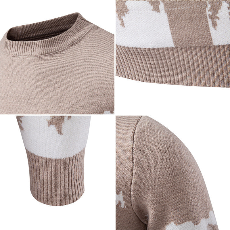 Herren Strickpullover mit Bergmotiv und hohem Kragen Heidi-Mode