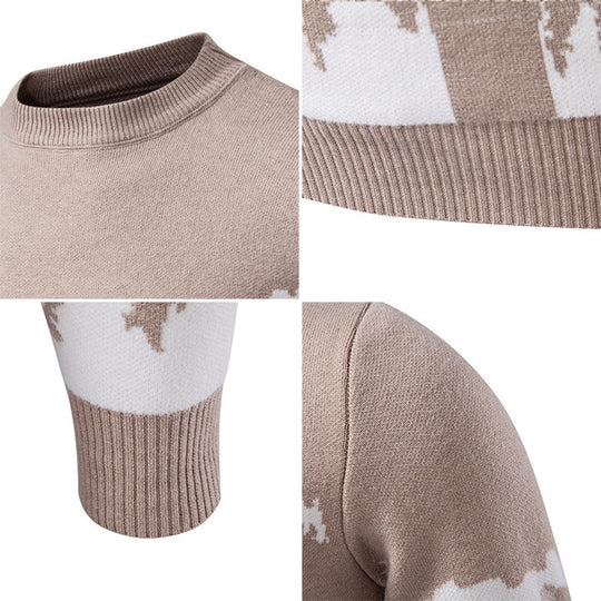 Herren Strickpullover mit Bergmotiv und hohem Kragen Heidi-Mode