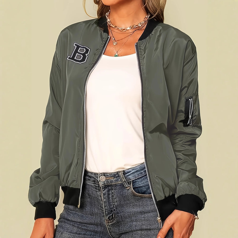Damen lässige Bomberjacke mit praktischen Taschen und lässigem Schnitt Heidi-Mode