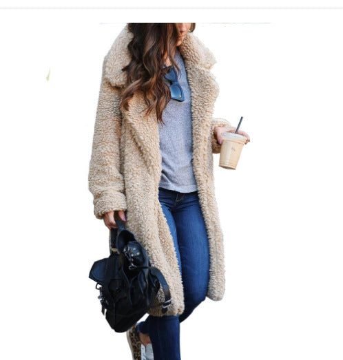 Damen Kuscheliger Teddy-Mantel mit großzügigem Schnitt und zwei praktischen Taschen Heidi-Mode