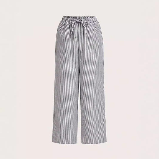Damen Weite Sommerhose mit komfortablem Gummibund und Streifenmuster Heidi-Mode