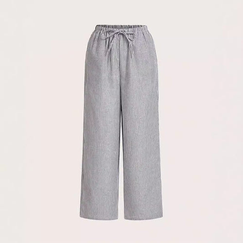 Damen Weite Sommerhose mit komfortablem Gummibund und Streifenmuster Heidi-Mode