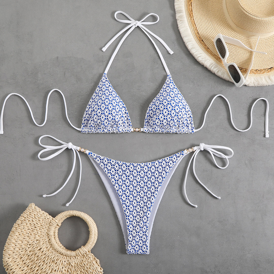 Damen Triangel-Bikini-Set mit verstellbaren Trägern und elastischem Höschen Heidi-Mode