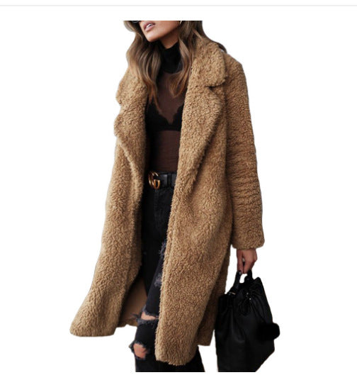 Damen Kuscheliger Teddy-Mantel mit großzügigem Schnitt und zwei praktischen Taschen Heidi-Mode