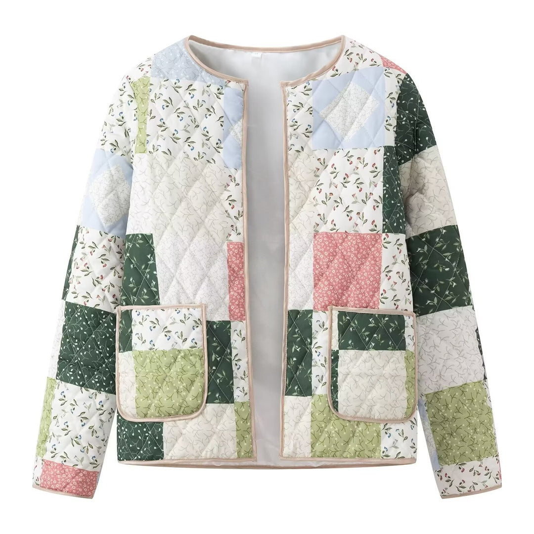 Damen gesteppte Patchwork-Jacke mit praktischen Taschen Heidi-Mode