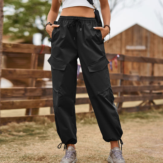Damen Cargo-Hose mit praktischen Seitentaschen und elastischem Bund Heidi-Mode