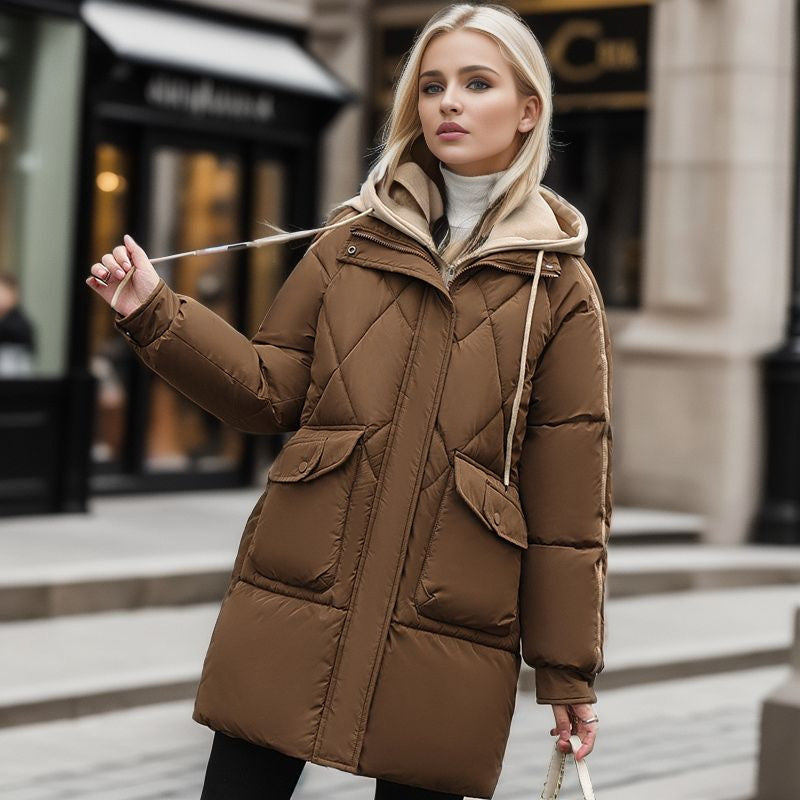 Damen gesteppte Winterjacke mit abnehmbarer Kapuze Heidi-Mode