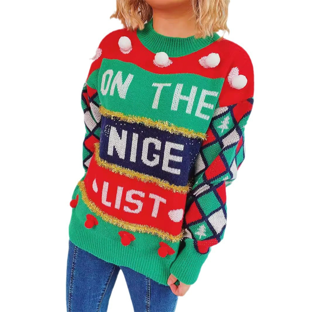 Damen festlicher Pullover mit weihnachtlichem Design und verspielten Details Heidi-Mode