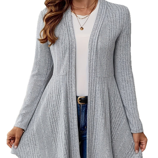 Damen Lange Strickjacke mit schwingendem Saum Heidi-Mode
