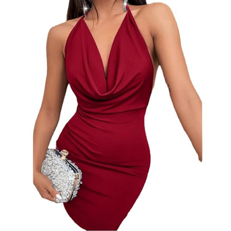 Damen Wickelkleid mit schlankmachendem Schnitt und tiefem V-Ausschnitt Heidi-Mode
